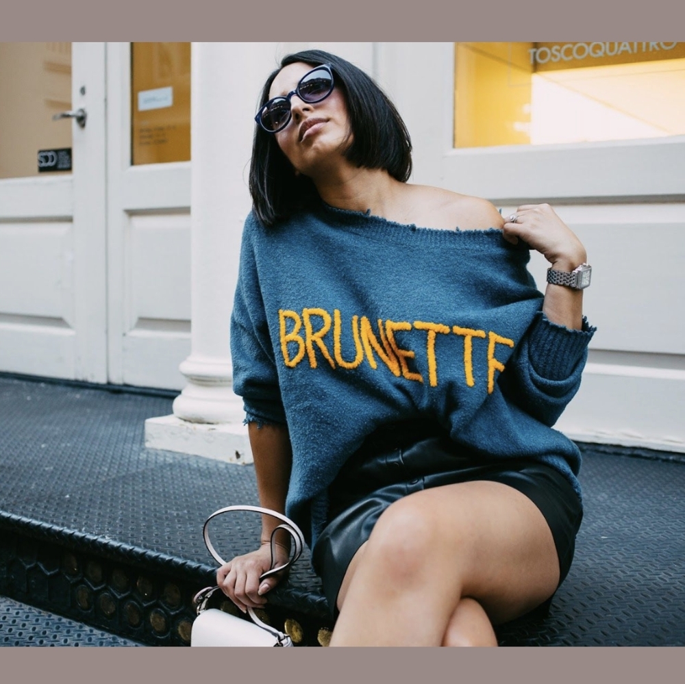 Zara BRUNETTE Spell Out Frayed Raw Oversized Slouchy Sweater BLOGGER FAVORITE M - Picture 1 of 12